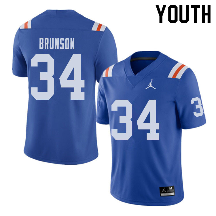 Jordan Brand Youth #34 Lacedrick Brunson Florida Gators Throwback Alternate College Football Jerseys